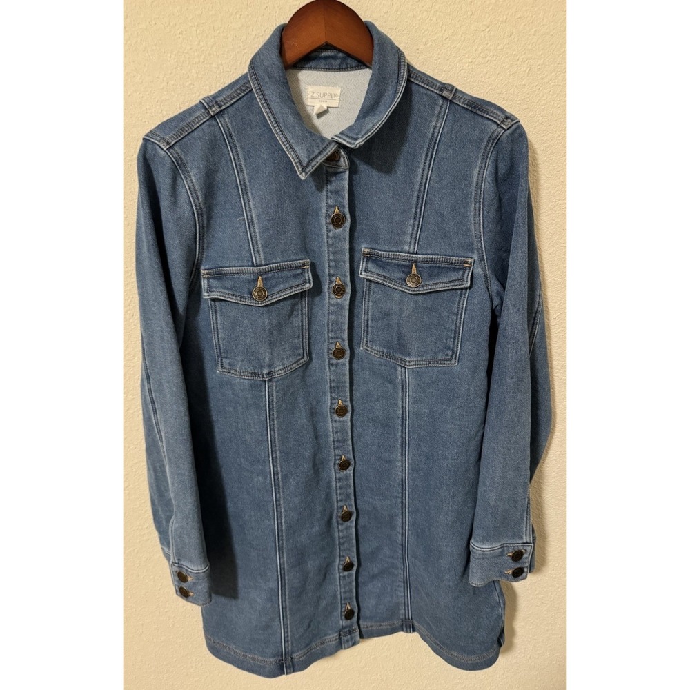 Z Supply Women's Candice‎ Denim Size M Long Sleeve Button Up Blue Dress Western